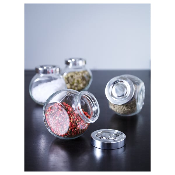 IKEA RAJTAN Spice Jar Glass/aluminum Color 5 Oz