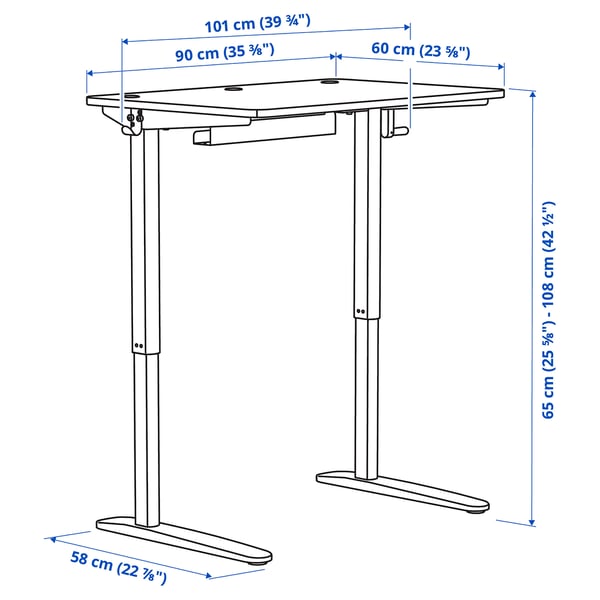 IKEA RELATERA Desk Sit/stand White 35 3/8x23 5/8 "