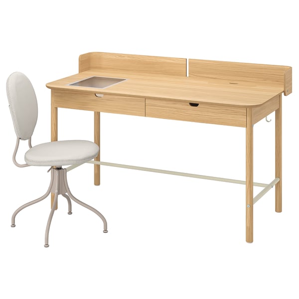 IKEA RIDSPÖ / BJÖRKBERGET Desk and chair oak beige
