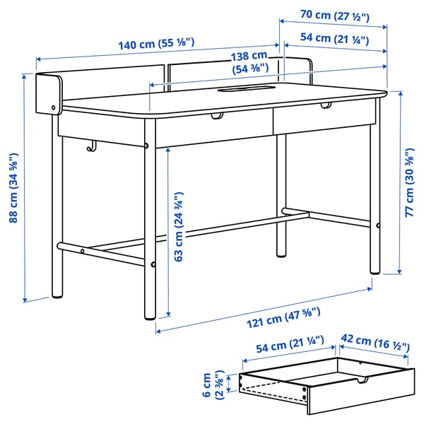 IKEA RIDSPÖ Desk Oak 55 1/8x27 1/2 "