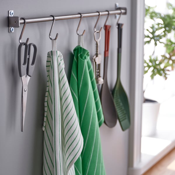 IKEA RINNIG Dish Towel Green/blue Stripe 18x24 "