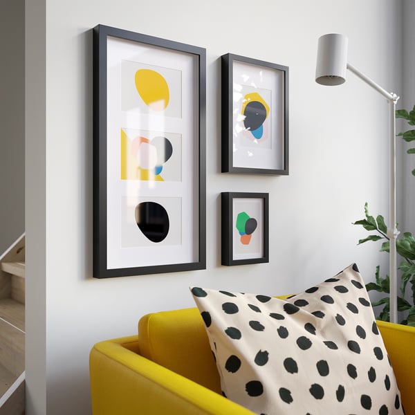IKEA RÖDALM Frame For 3 Pictures Black 21 ¾x11 "