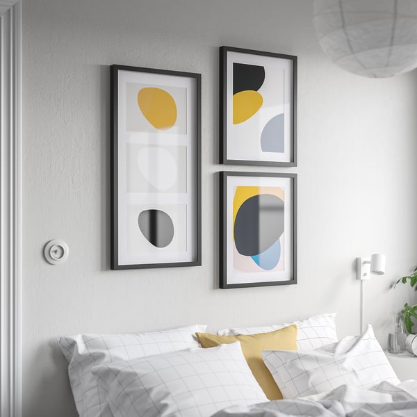 IKEA RÖDALM Frame For 3 Pictures Black 30x13 ¾ "