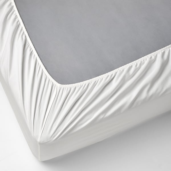 IKEA RÖNNVECKMAL Fitted Sheet White Queen