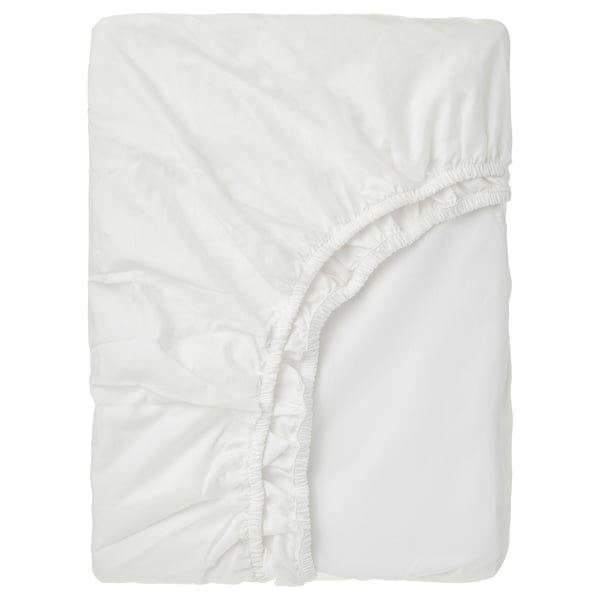 IKEA RÖNNVECKMAL Fitted sheet white Queen