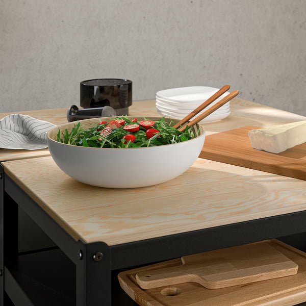 IKEA RUNDLIG Serving Bowl Bamboo/white 11 ¾ "