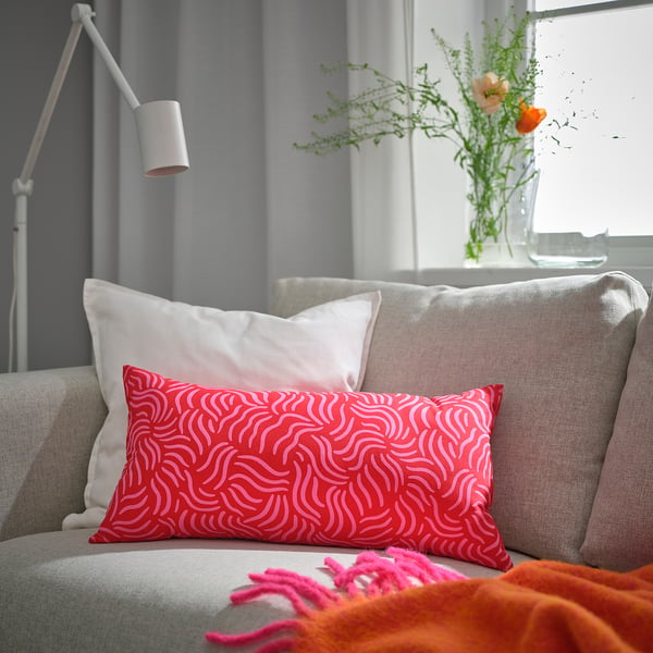 IKEA SANDMOTT Cushion Bright Red/bright Pink 12x23 "