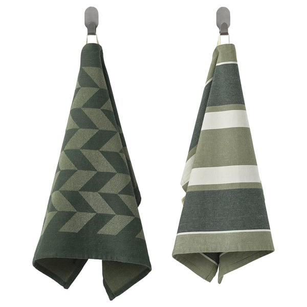 IKEA SANDVIVA Dish towel green/white 18x24 "