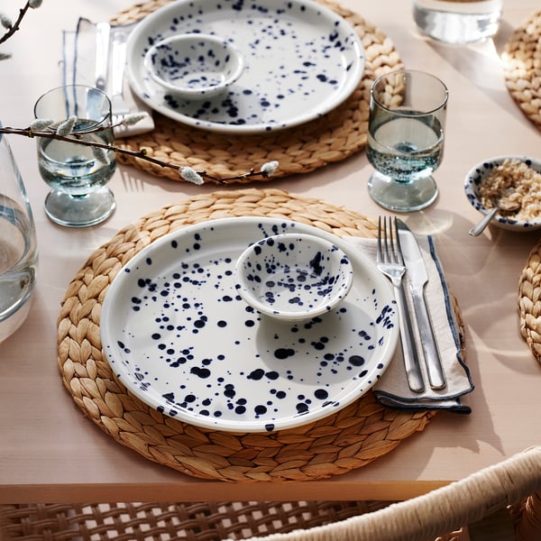 IKEA SILVERSIDA Bowl Patterned/blue 4 ½ "