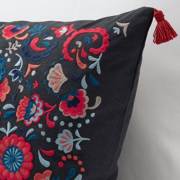IKEA SKOGSKORN Cushion Dark Gray/multicolor 16x26 "