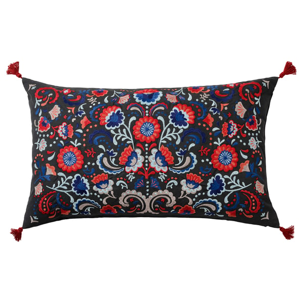 IKEA SKOGSKORN Cushion dark gray/multicolor 16x26 "