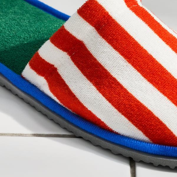 IKEA SKOGSSALLAT Slippers Red/white/stripe S/M