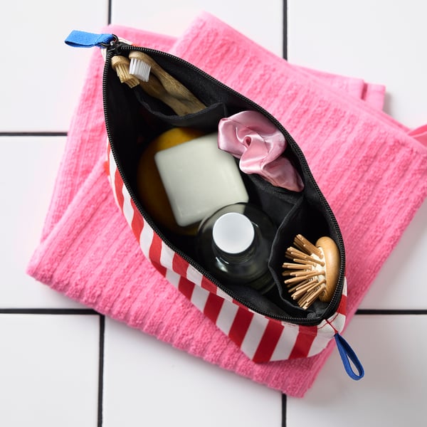 IKEA SKOGSSALLAT Toiletry Bag Red/white/stripe