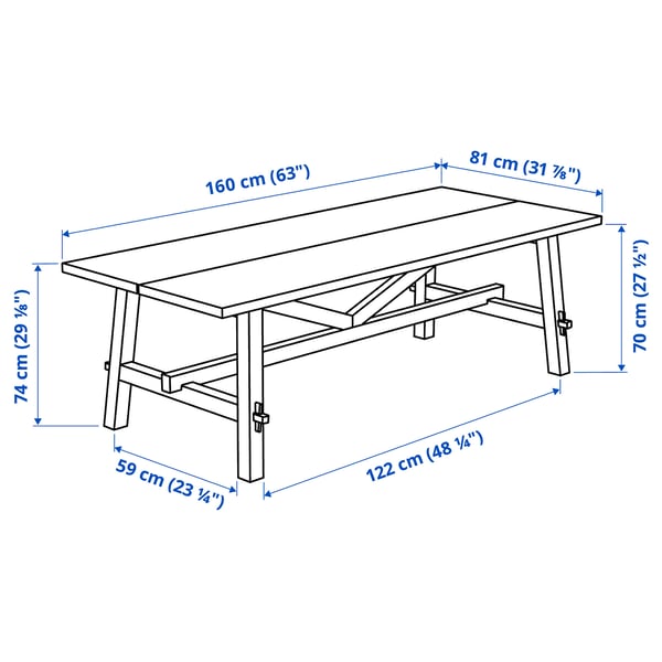 IKEA SKOGSTA Table Acacia/black 63x31 7/8x29 1/8 "