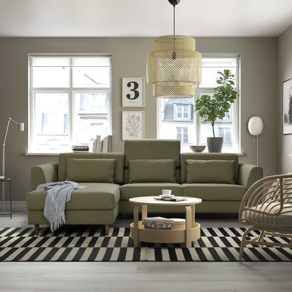 IKEA SLATORP Sofa With Chaise Vissle Yellow-green