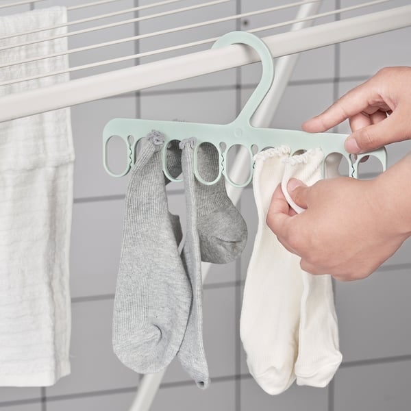 IKEA SLIBB Hanger With 8 Grip Clips Green