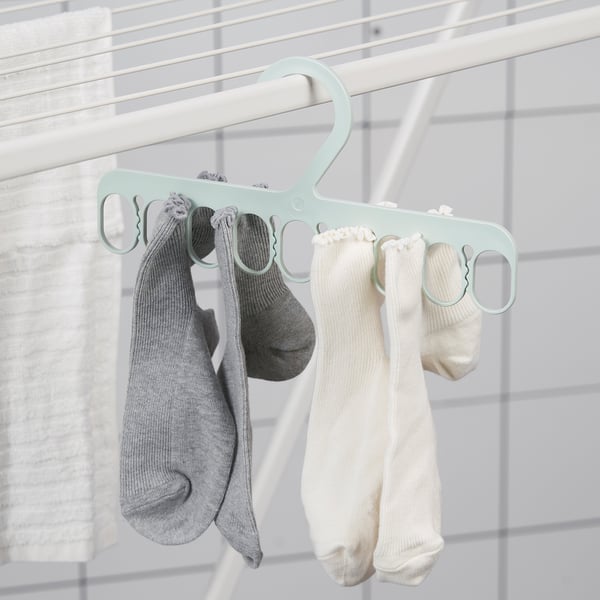 IKEA SLIBB Hanger With 8 Grip Clips Green