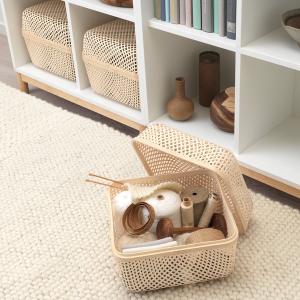 IKEA SMARRA Box With Lid Natural 11 ¾x11 ¾x9 "