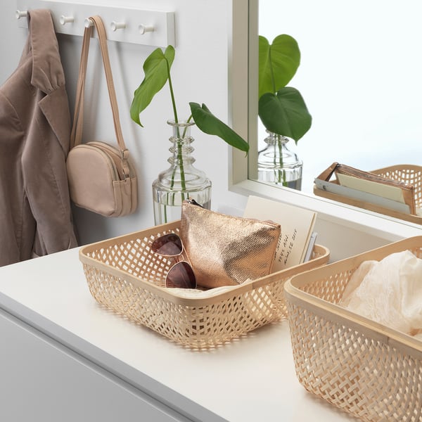 IKEA SMARRA Box With Lid Natural 11 ¾x11 ¾x9 "