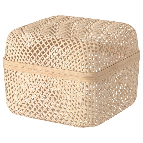 IKEA SMARRA Box with lid natural 11 ¾x11 ¾x9 "