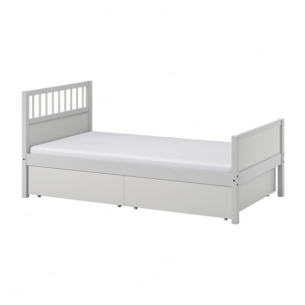 IKEA SMYGA Bed frame with storage light gray Twin