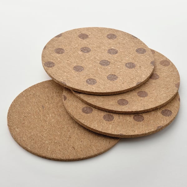 IKEA SOLABBORRE Coaster Cork/dotted 4 "