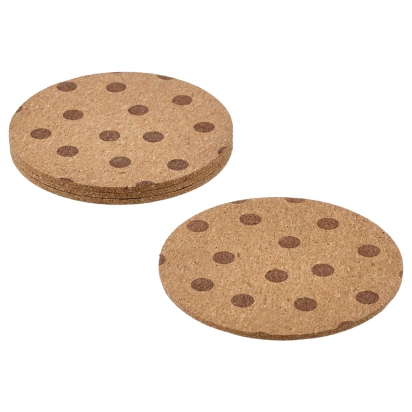 IKEA SOLABBORRE Coaster cork/dotted 4 "