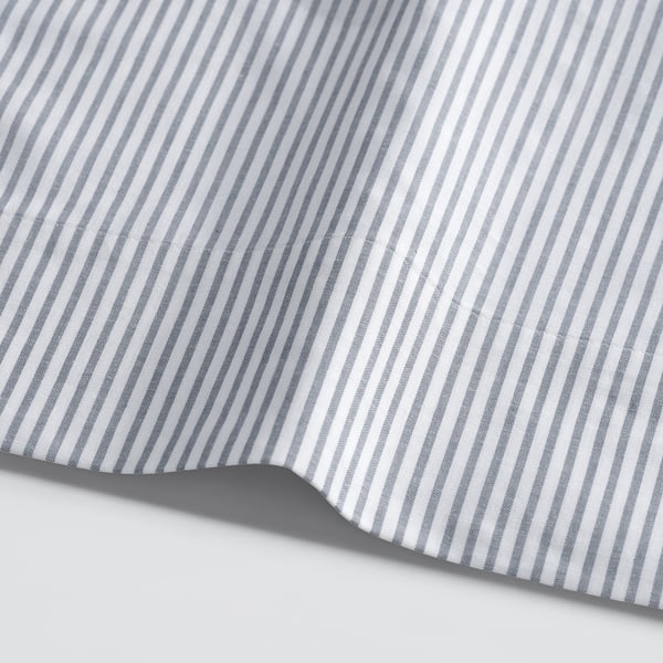 IKEA SOLFIBBLA Sheet Set White Blue/stripe King