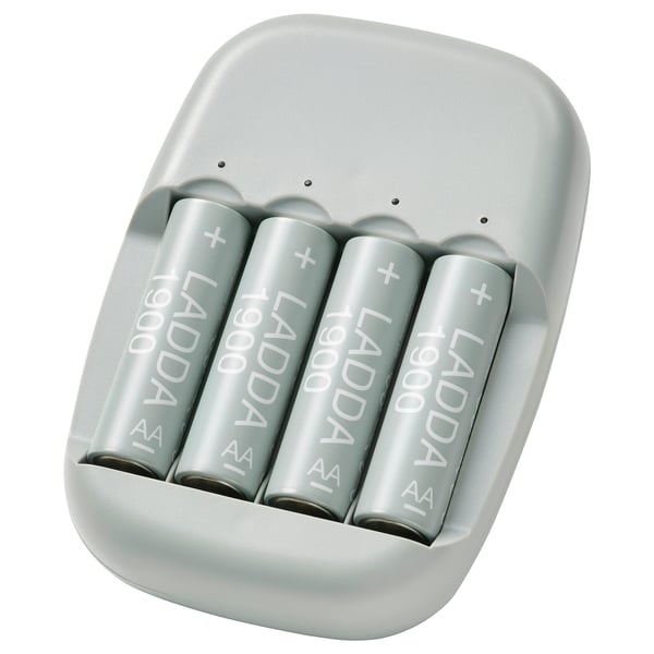 IKEA STENKOL / LADDA Battery charger and 4 batteries