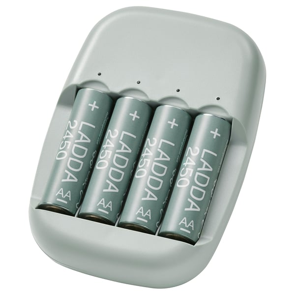 IKEA STENKOL / LADDA Battery charger and 4 batteries