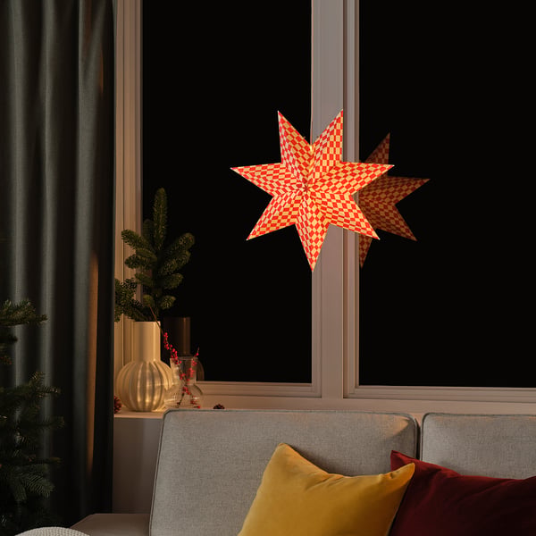 IKEA STRÅLA Lamp Shade Red/white 19 "