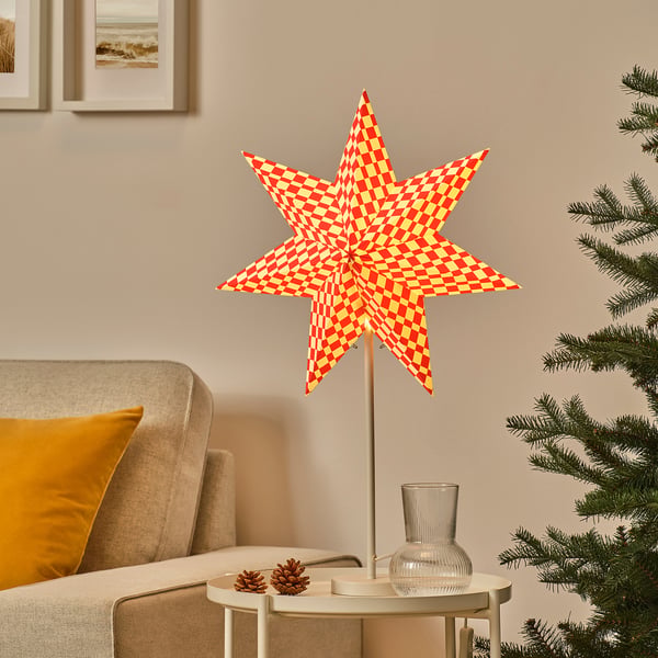 IKEA STRÅLA Lamp Shade Red/white 19 "