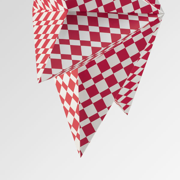 IKEA STRÅLA Lamp Shade Red/white 19 "