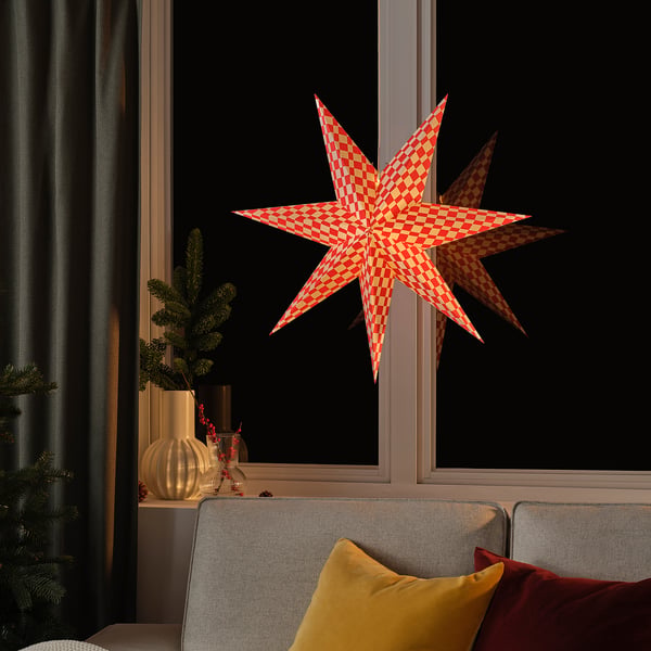 IKEA STRÅLA Lamp Shade Red/white 28 "