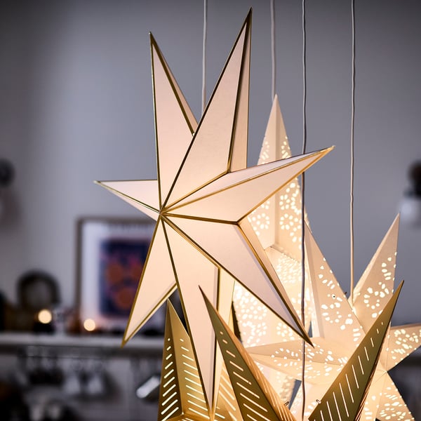 IKEA STRÅLA Lamp Shade White/gold 35 "