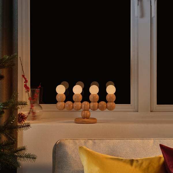 IKEA STRÅLA LED Candelabra Wood Battery Operated