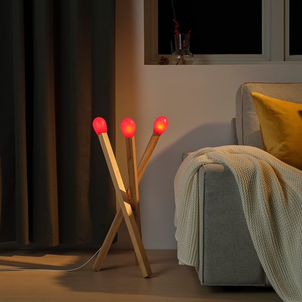 IKEA STRÅLA LED Floor Lamp Matchstick-shaped Wood