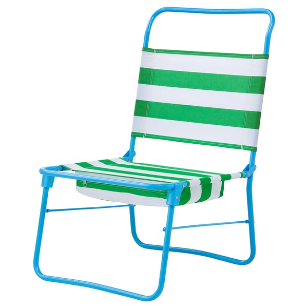 IKEA STRANDÖN Beach chair white green/blue