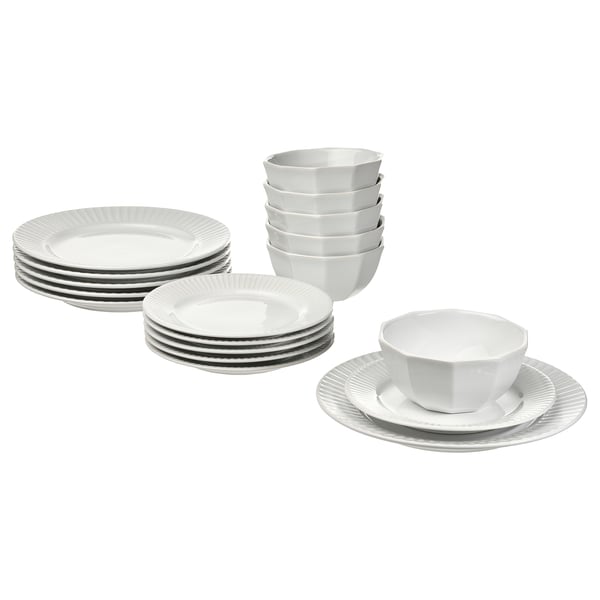 IKEA STRIMMIG 18-piece dinnerware set white