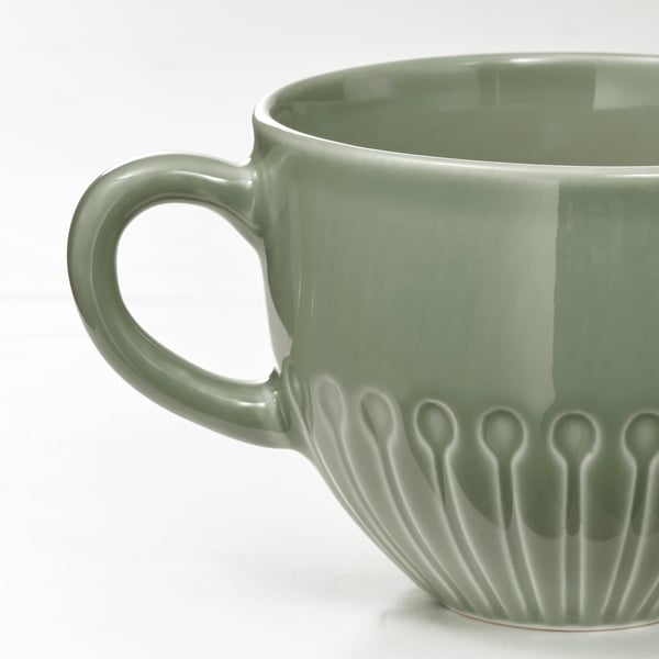 IKEA STRIMMIG Mug Stoneware Pale Gray-green 12 Oz