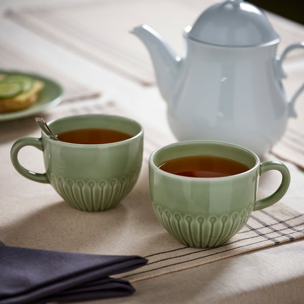 IKEA STRIMMIG Mug Stoneware Pale Gray-green 12 Oz