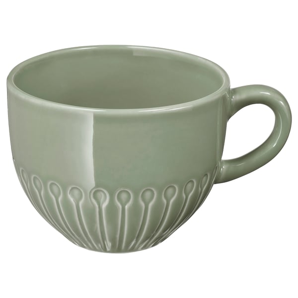 IKEA STRIMMIG Mug stoneware pale gray-green 12 oz