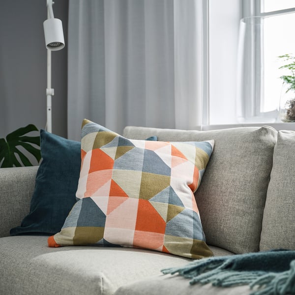 IKEA SVARTHÖ Cushion Cover Orange/multicolor 20x20 "
