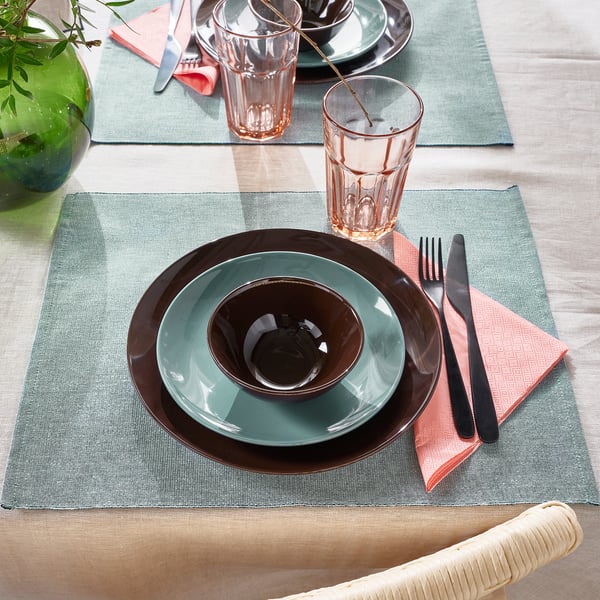 IKEA SVARTSENAP Place Mat Green-blue 14x18 "