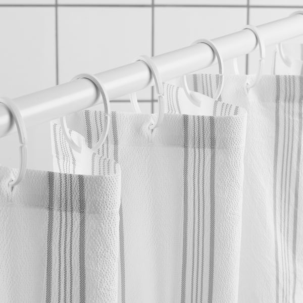 IKEA SVARTSTARR Shower Curtain White/gray 71x71 "