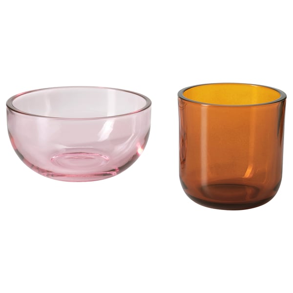IKEA TALLTITA Tealight holder set of 2 pink/brown