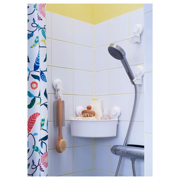 IKEA TISKEN Corner Basket With Suction Cup White