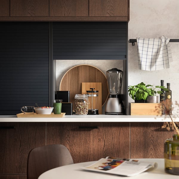 IKEA TITTEBO Roll-front Cabinet Black 24 "
