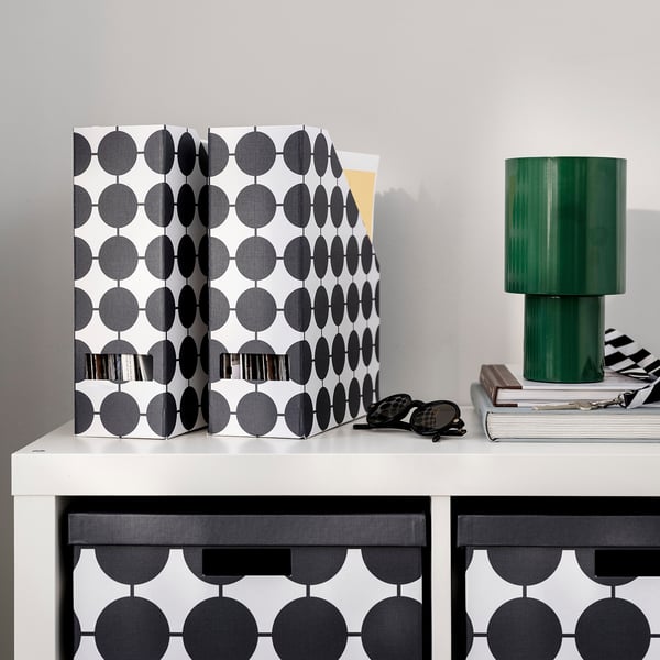 IKEA TJENA Magazine File White Black/dotted