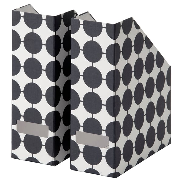 IKEA TJENA Magazine file white black/dotted